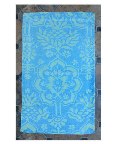 Fresco Towels Venetian Brocade Blue/Lime Large Bathmat