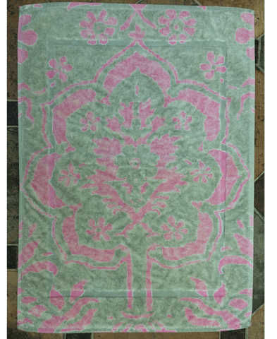 Fresco Towels Venetian Brocade Strawberry/Sand - Small Bathmat